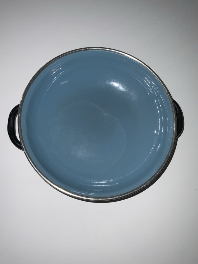Authentic Yugoslavian Enamelware Blue And Black 6.5” Pan
