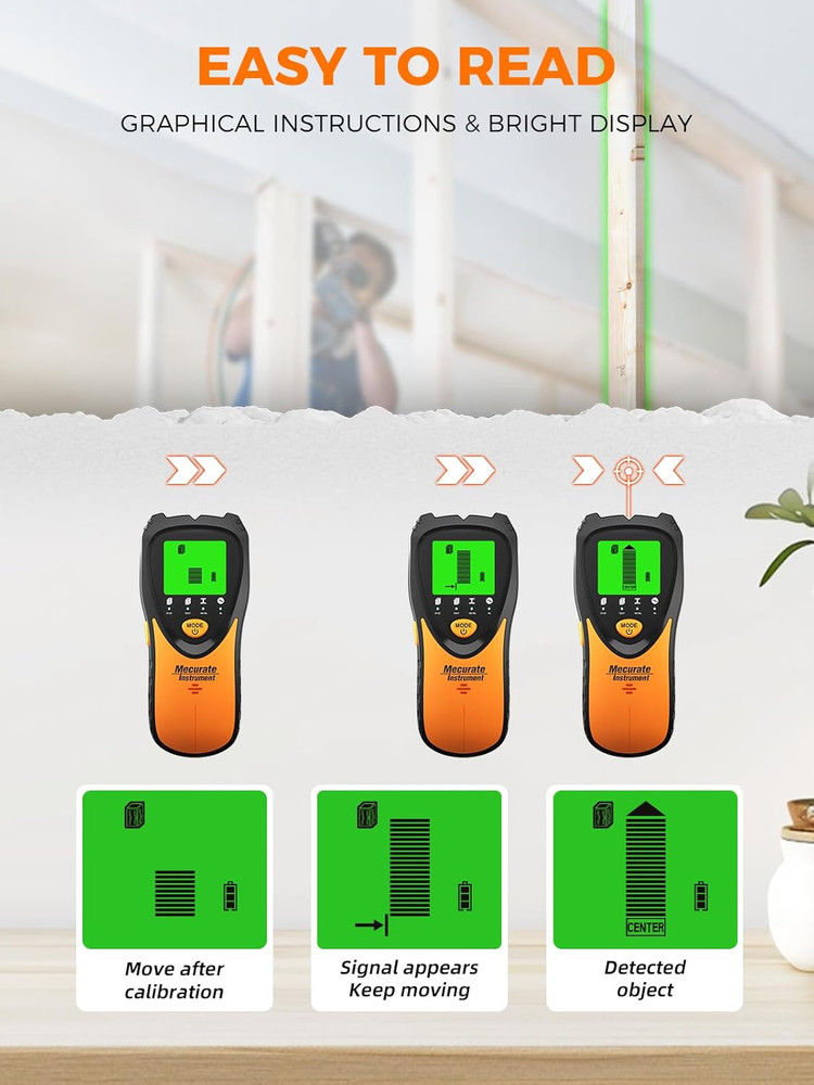 Mecurate Stud Finder Wall Scanner Sensor - 5 in 1 Electronic Stud with LCD Displ