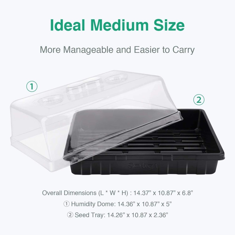 Plastic Seed Starter Trays with Humidity Domes 3-Pack for Seedlings Germination