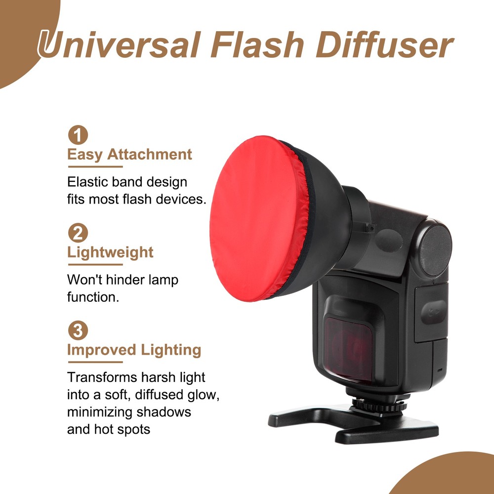 5Pcs 6.3" x 6.3" Soft Mini Flash Bounce Diffuser Cap, For Flashlight, Red