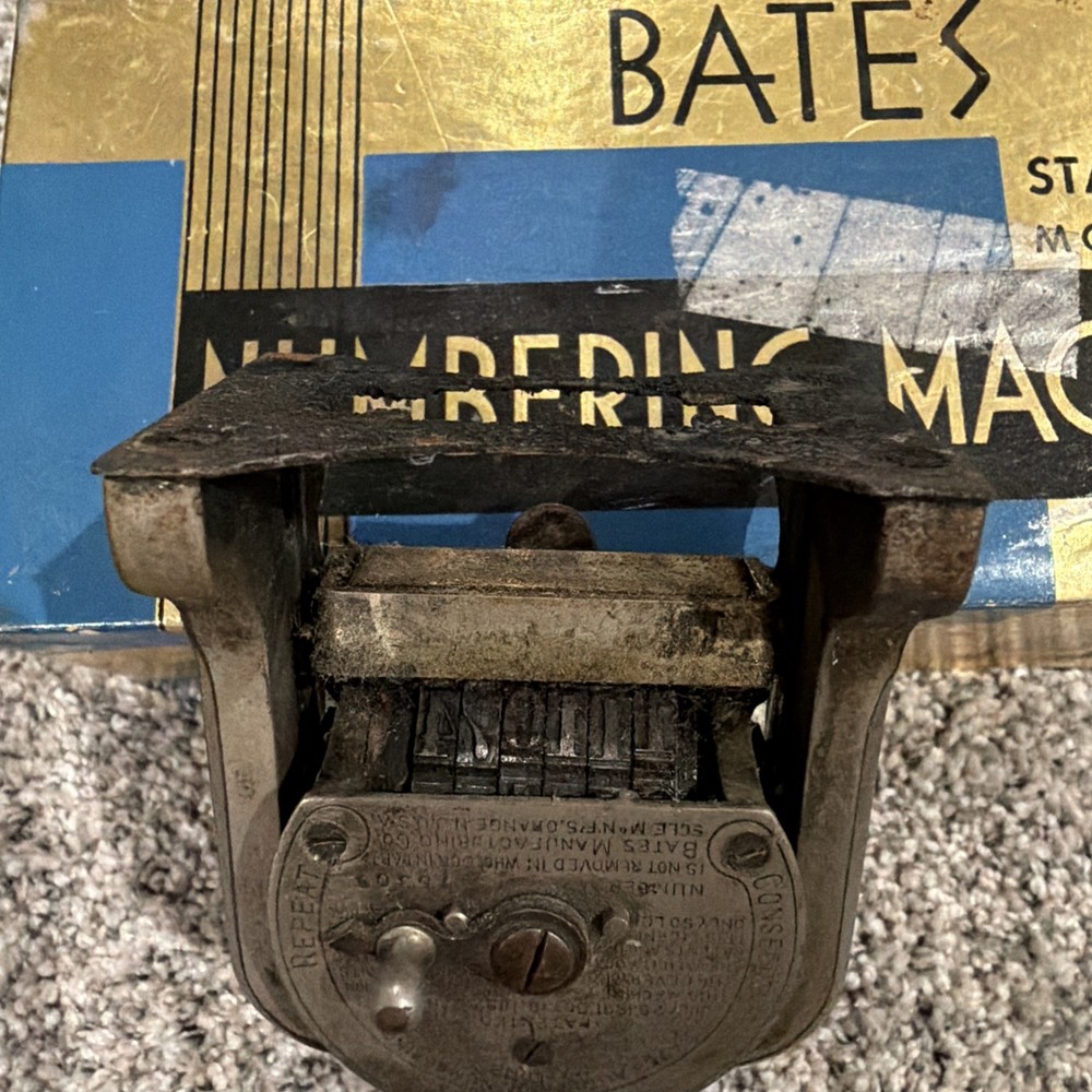Vintage Bates Hand Number Machine