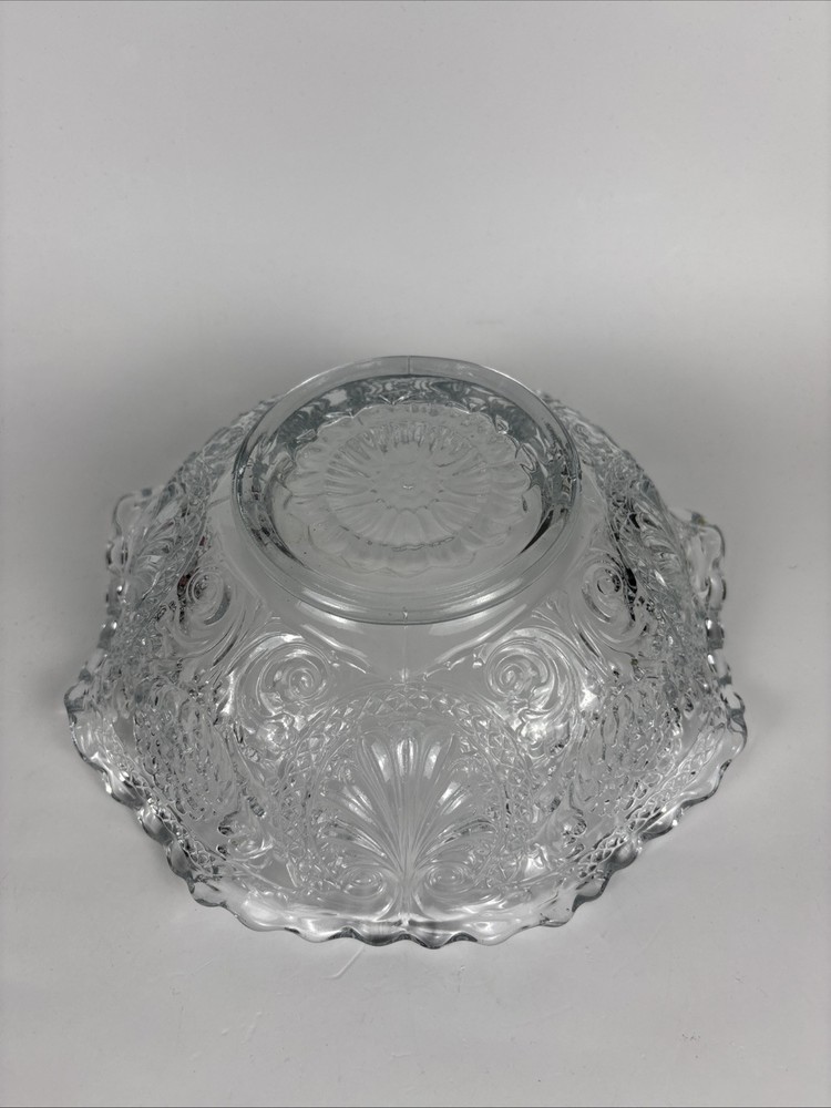 EAPG Clear Lotus Flower Pattern Bowl 9” Diameter