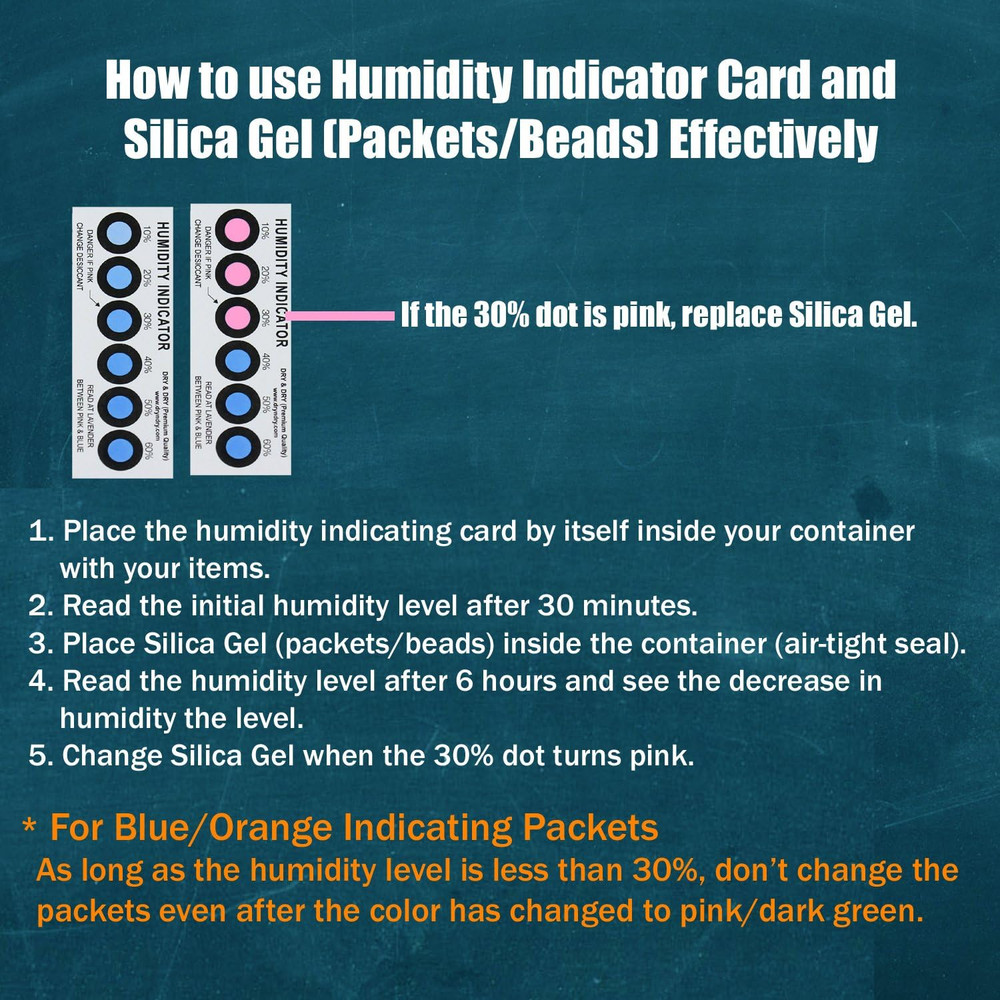 Humidity Indicator Cards 10-60% Reusable 20 Pack