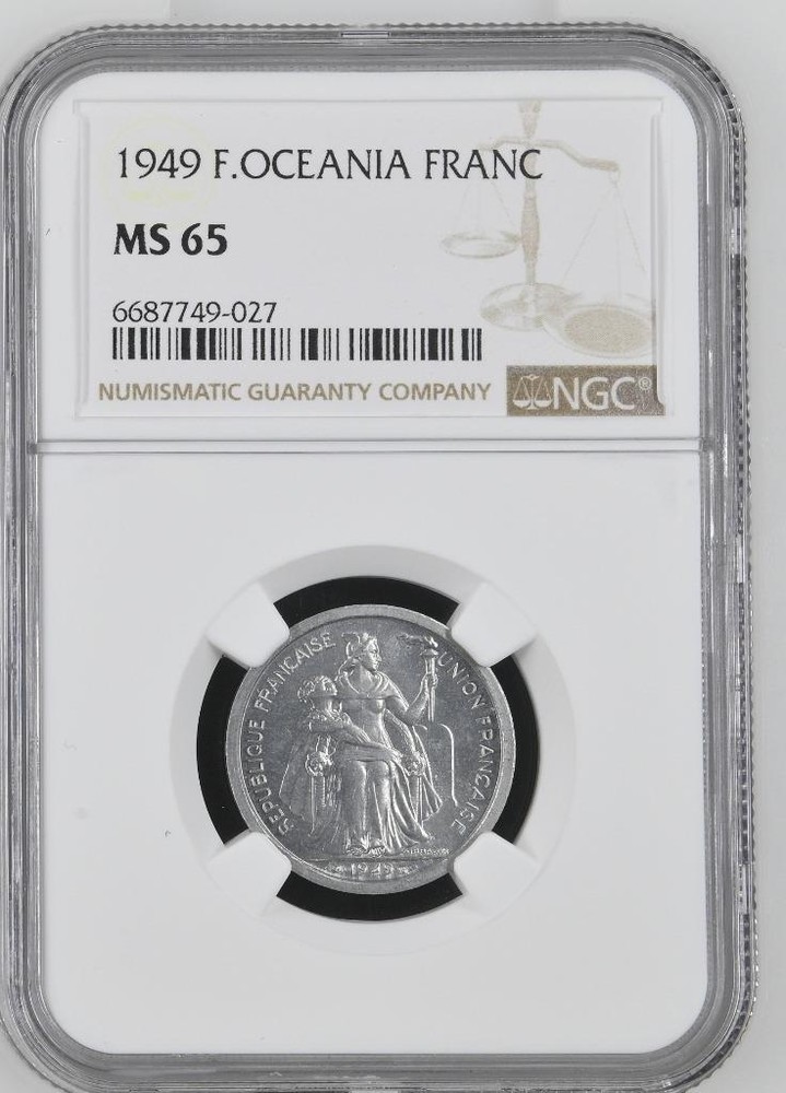 French Oceania 1 Franc 1949 NGC MS 65