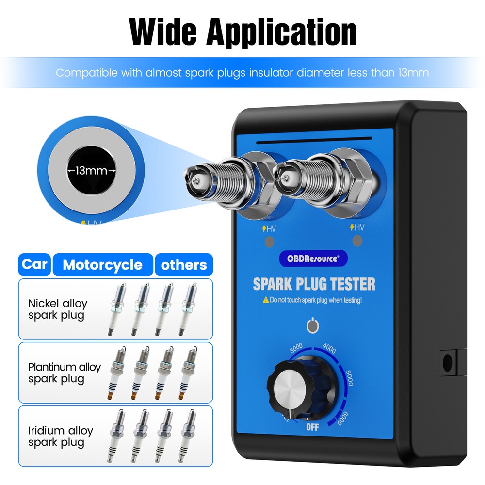 ST100 Car Spark Plug Tester Adjustable Double Hole Detector Ignition Analyzer US