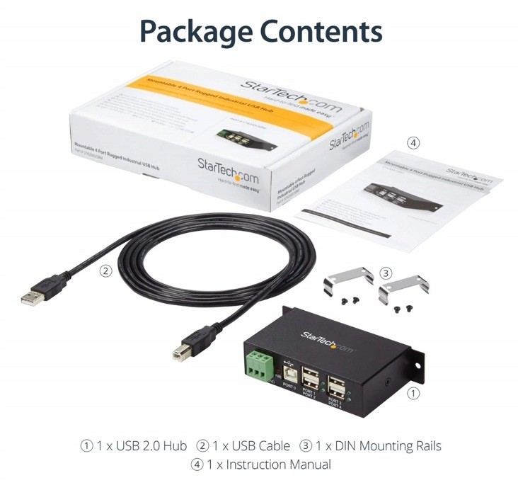 StarTech 4-Port USB 2.0 Hub ST4200USBM Open Box