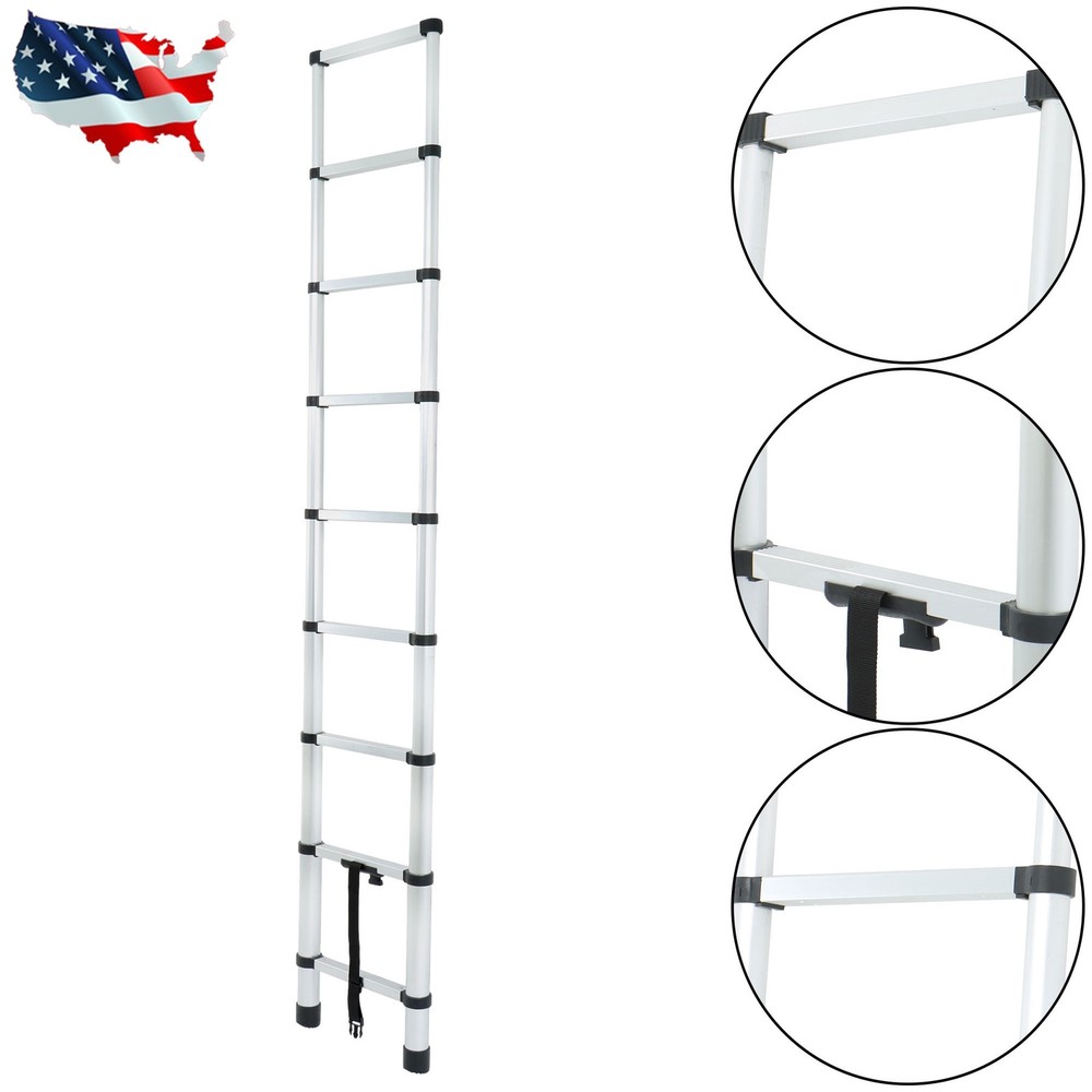 Telescoping Ladder Aluminum Extension Step 8.5 ft Multi-purpose Portable 330lbs