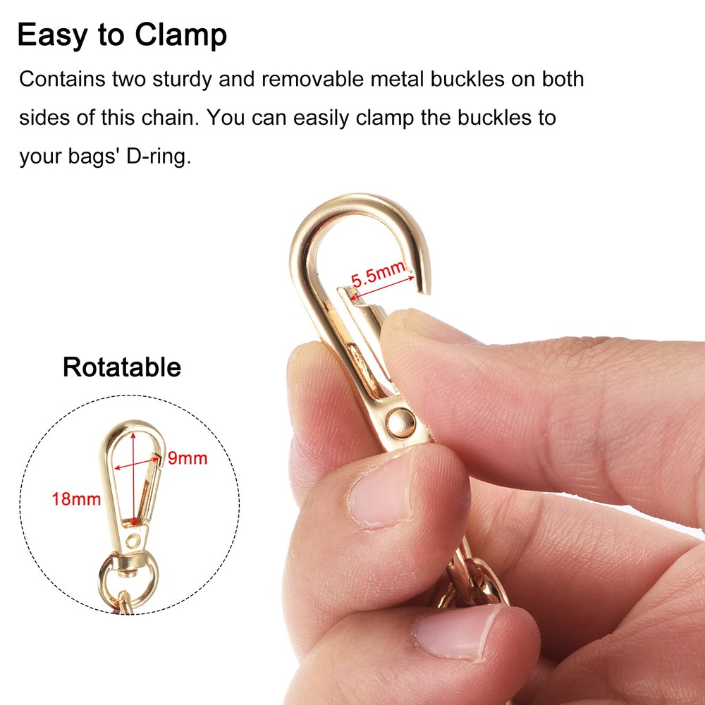 39" Iron Flat Chain Strap Purse Shoulder DIY Replacement(Red Gold)