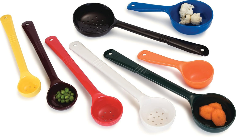 493003 Solid Short Handle Portion Control Spoon, 6 oz, Black