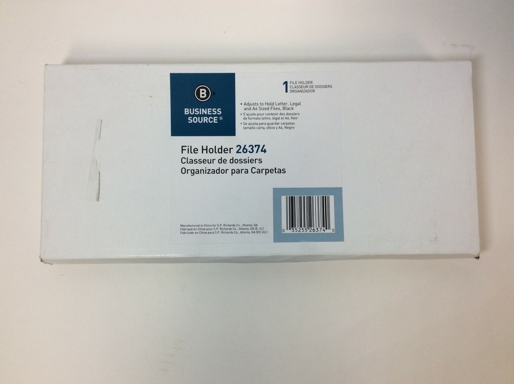 Business Source, File Holder, Black, Plastic, Adjustable, 26374, 1/Box,