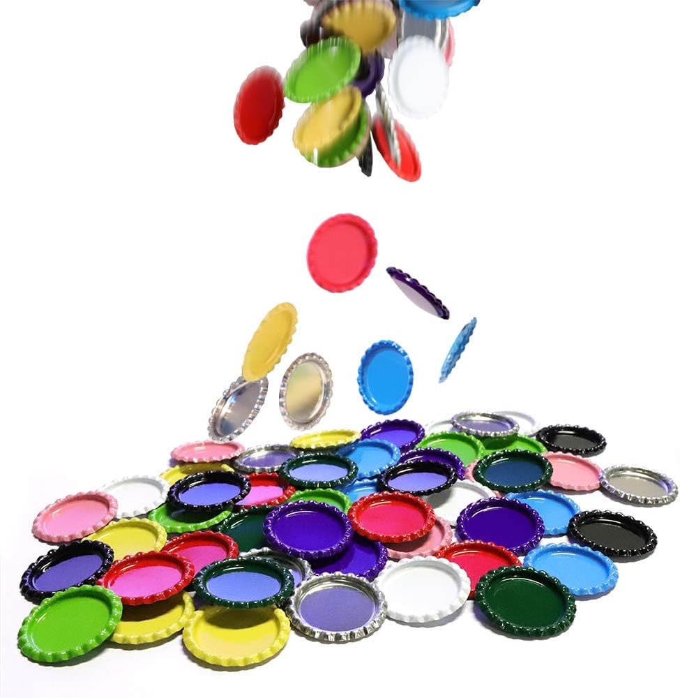 100 PCS Flat Bottle Cap Craft Stickers Double Sided Mixed