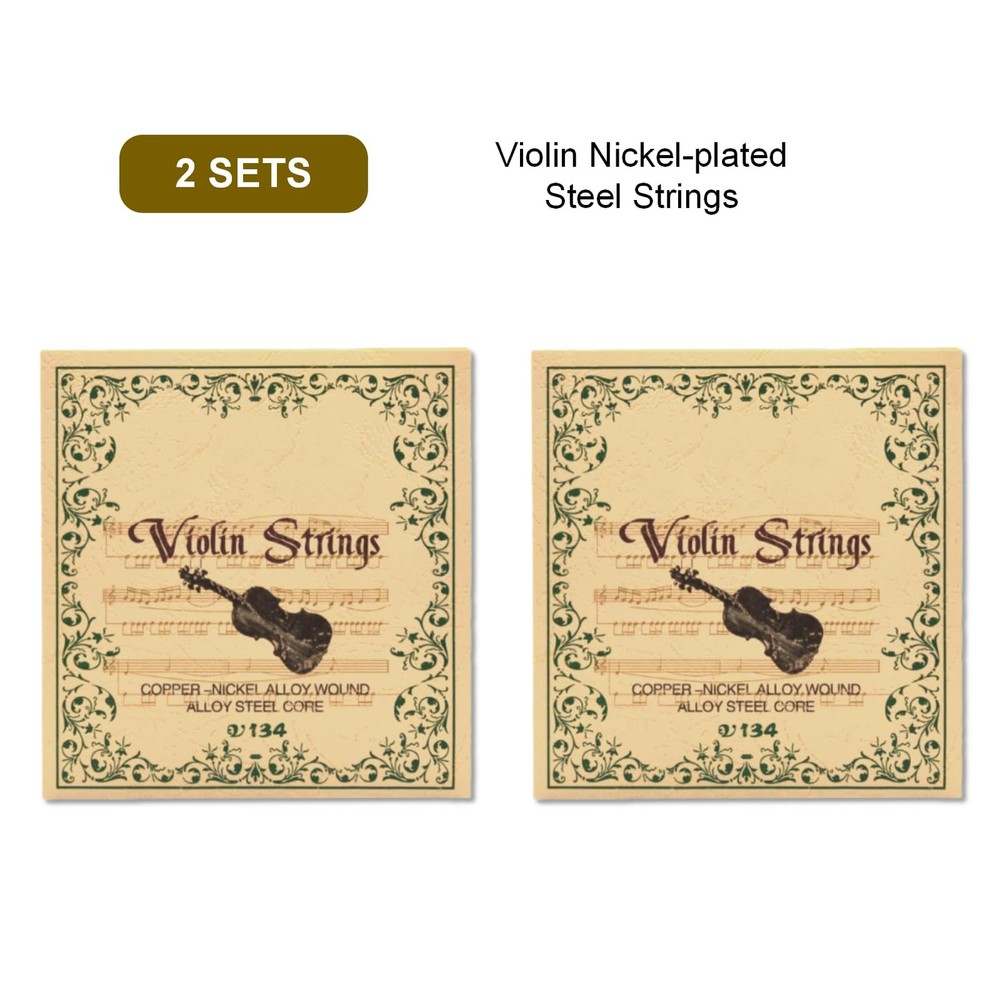 2 Sets Violin Strings, Universal Nickel-plated Steel Strings G-D-A-E for 4/4