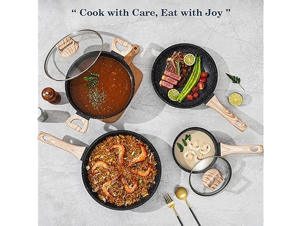 12 Pcs Nonstick Pots and Pans Set Black