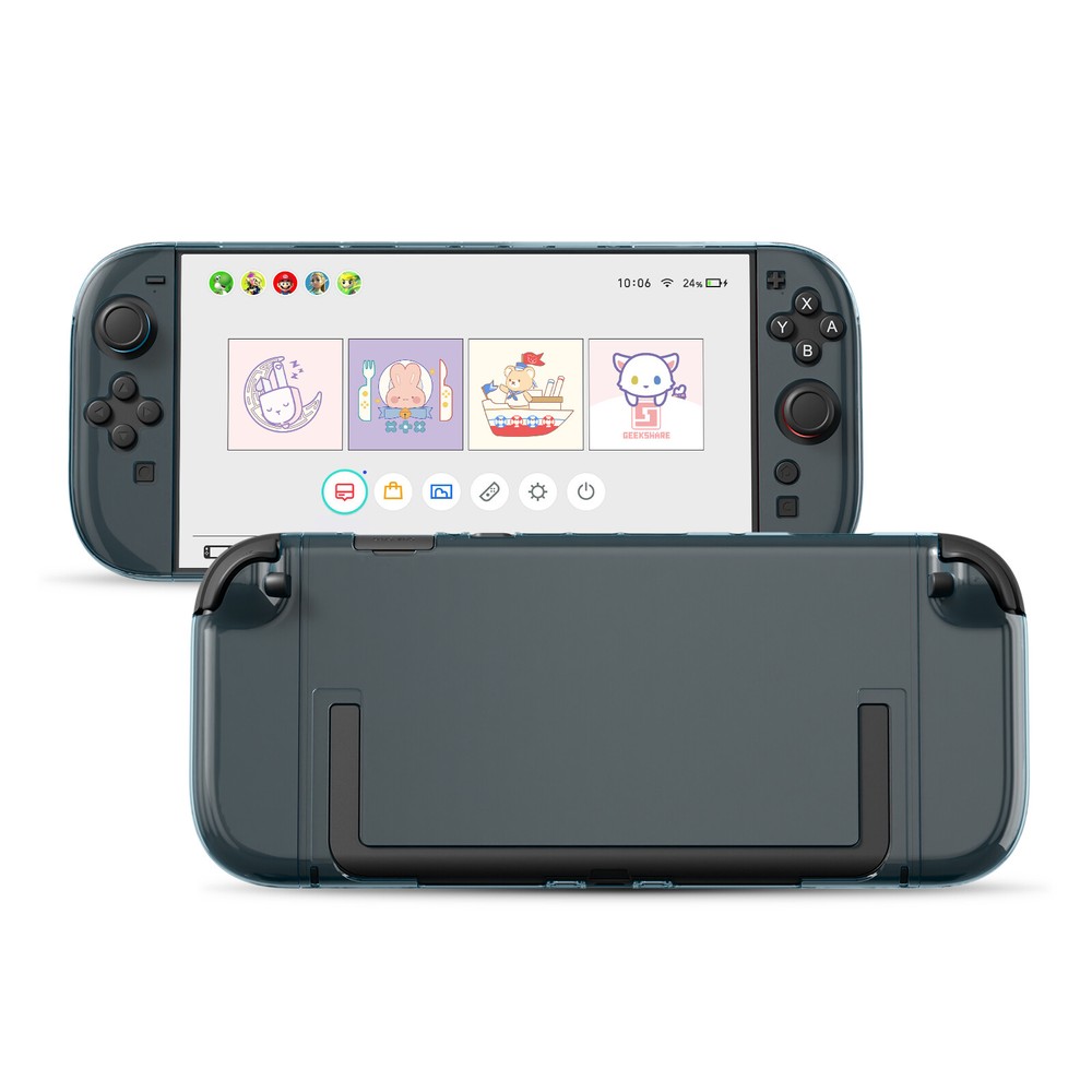GeekShare Clear Protective Case for Nintendo Switch 2025 Shell Cover Pink / Blue