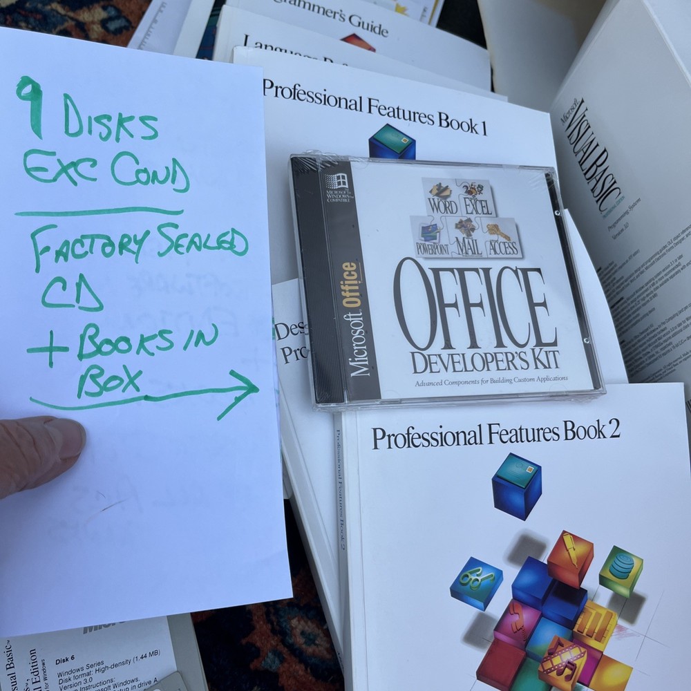 1994 Microsoft Visual Professional Edition + 3 Reference Manuals Lot Software
