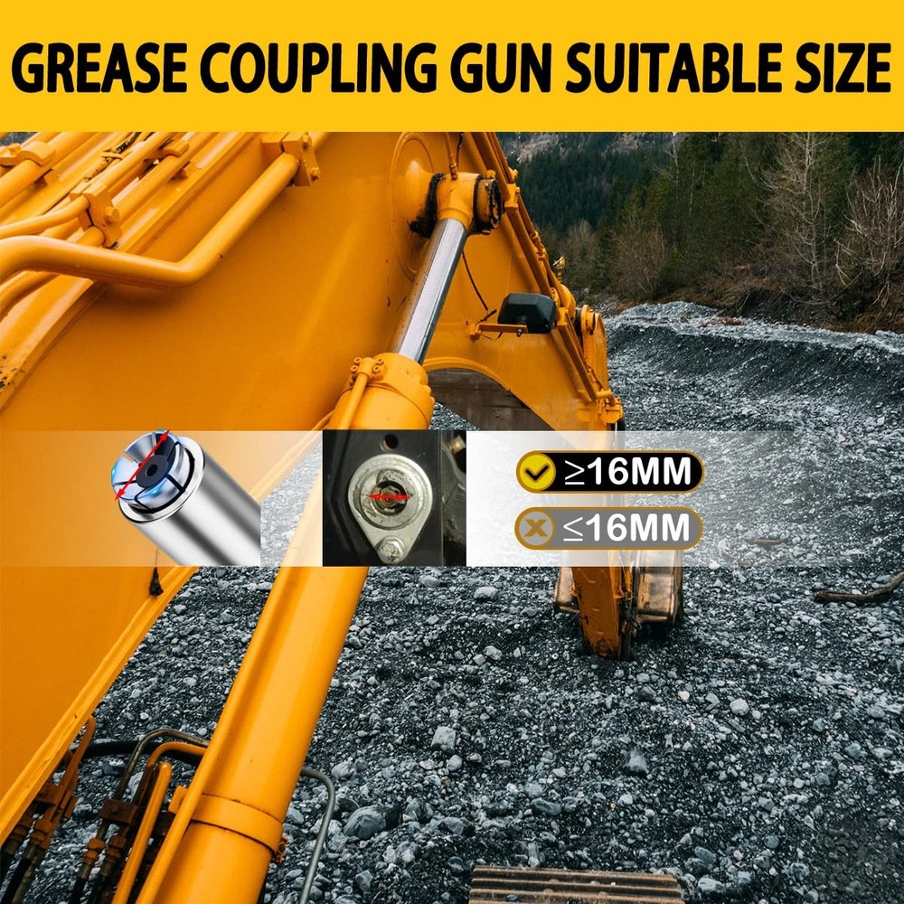 AORRZER Grease Gun Coupler, Strong Lock on Greases 1 pcs+hose, Silver