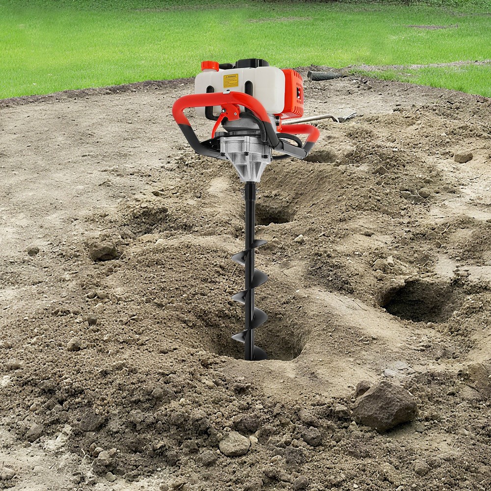 Earth Auger Digging Machine 2-Stroke 52CC Gas Powered Post Hole Digger w/ 3 Bits