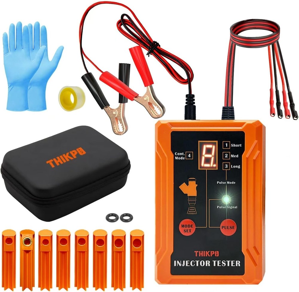 DIY Fuel Injector Cleaning Tool Kit - 8 Size Adapters, LCD Display, Dual Testing