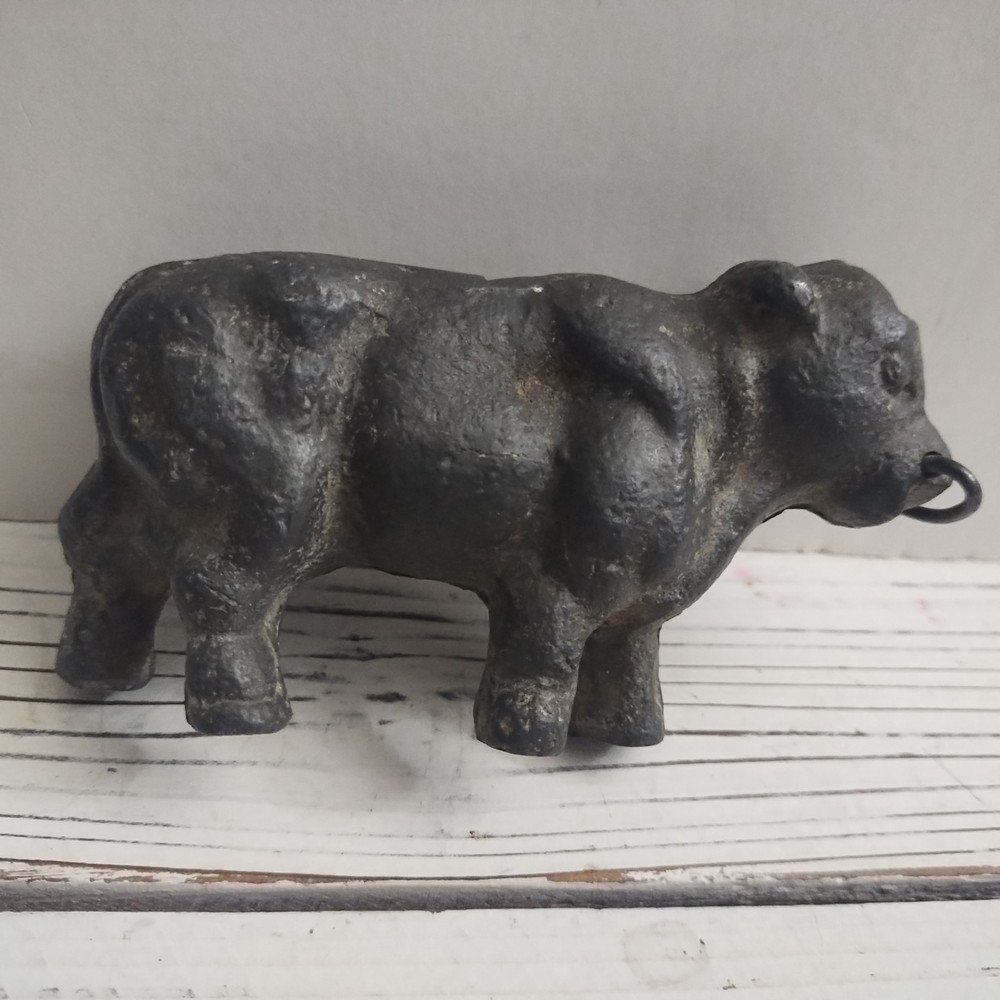 Antique Pewter Cow Rustic Rare