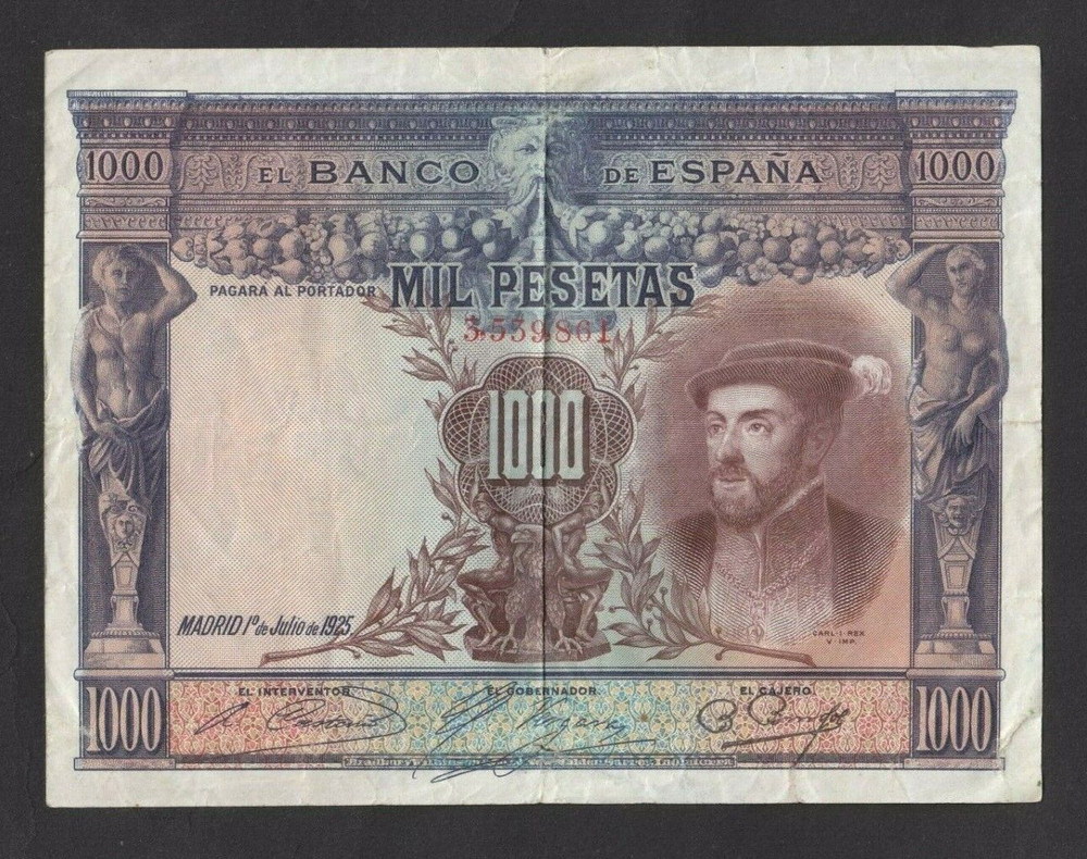 Spain 1000 pesetas  P-70a  1925-1936   VF