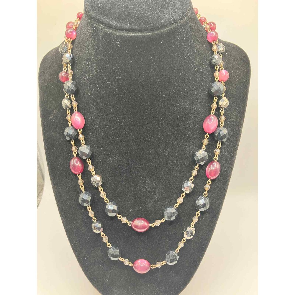 Purple Different Types Beaded Chain 19.25"Necklace!