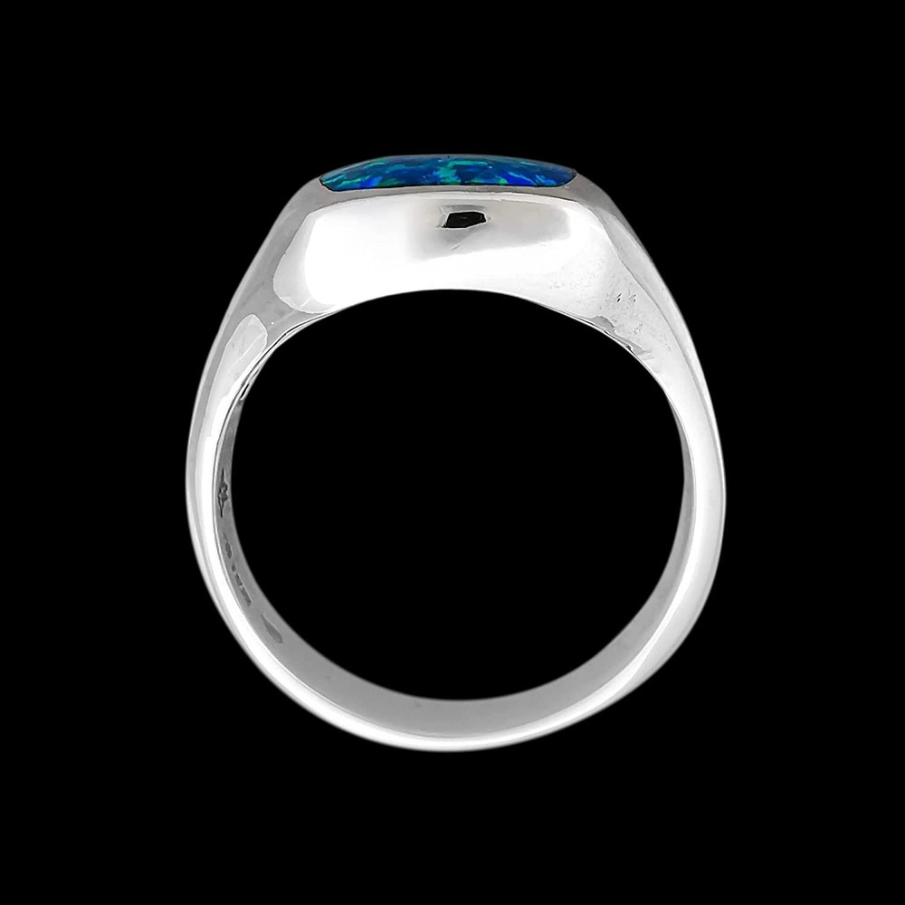 925 Sterling Silver Rectangular Turquoise Resin Ring, Simple Rounded...