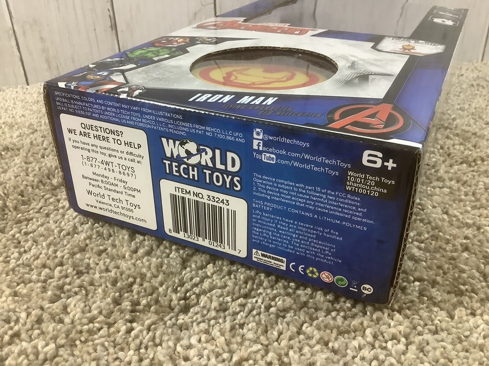 WorldTech 33243 Marvel Iron Man Flying UFO Ball New
