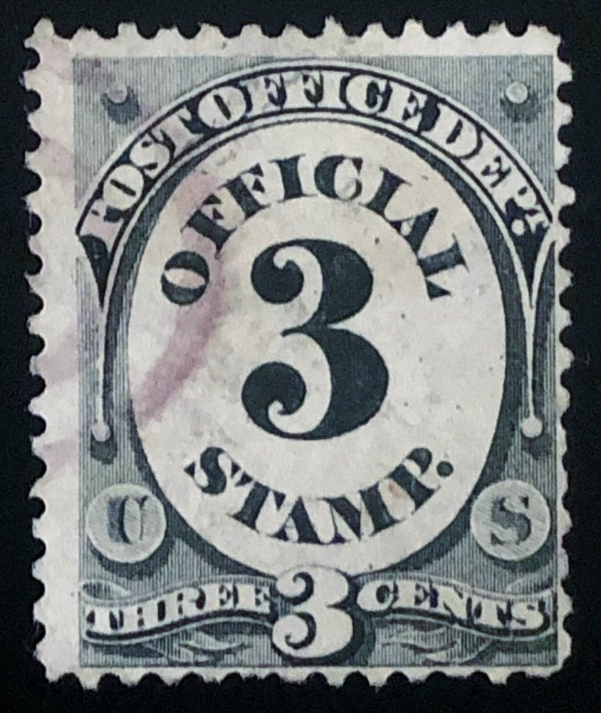 US 1873 #O49 Black 3c Post Office Dept Official VF-XF Thin Used