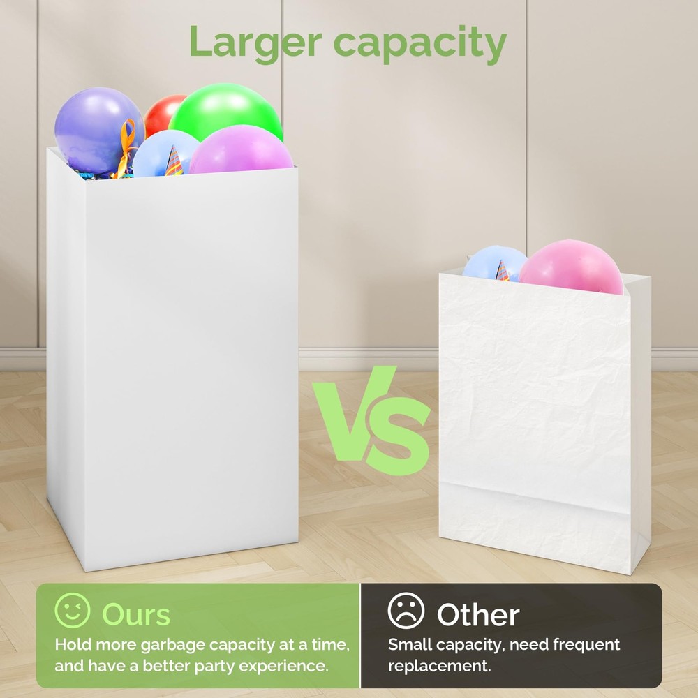 Magicheap 8 Pack Extra Large Disposable Trash Cans, Reusable Large, White