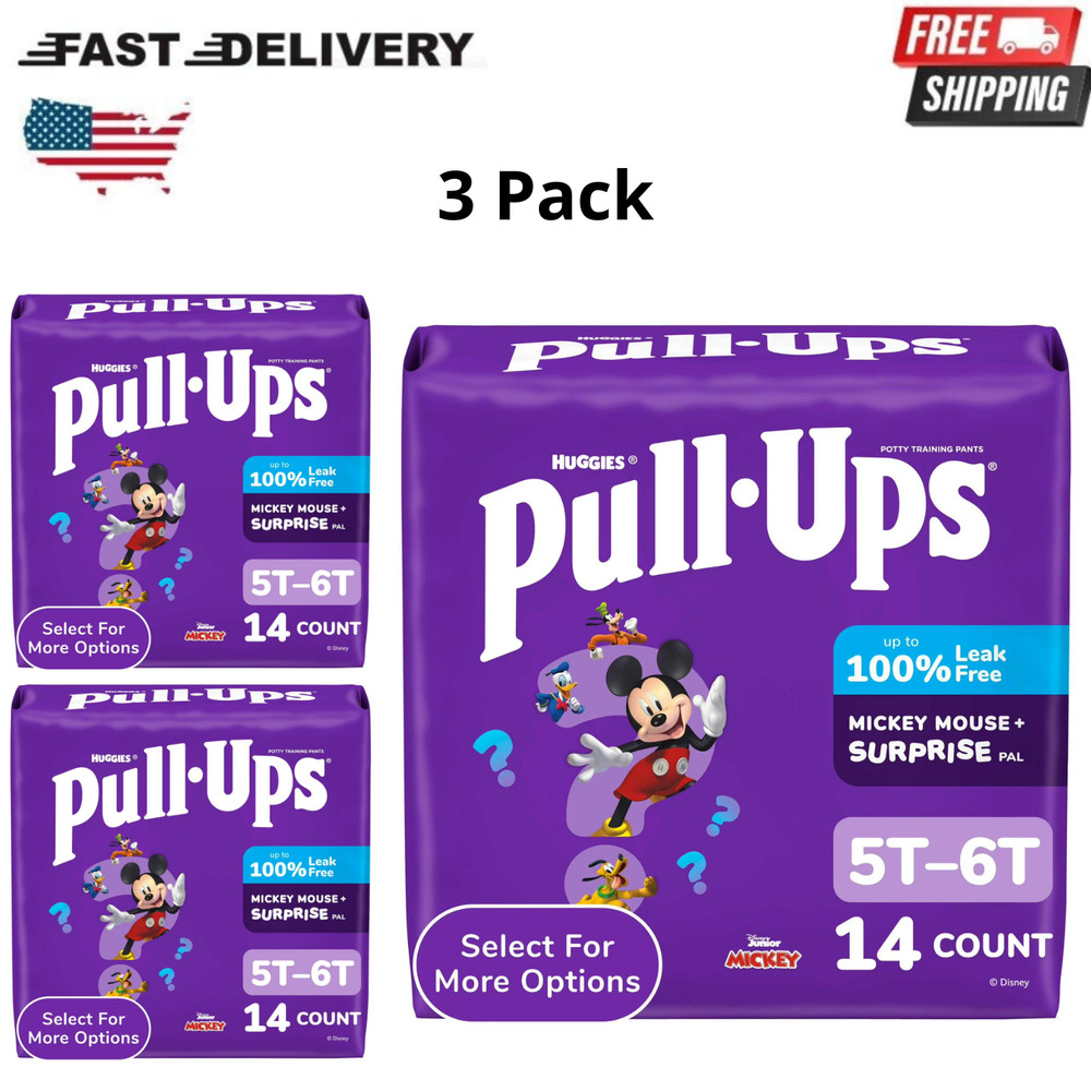 (3 Pack) Pull-Ups Boys' Potty Training Pants, 5T-6T (46+ lbs), 14 Count