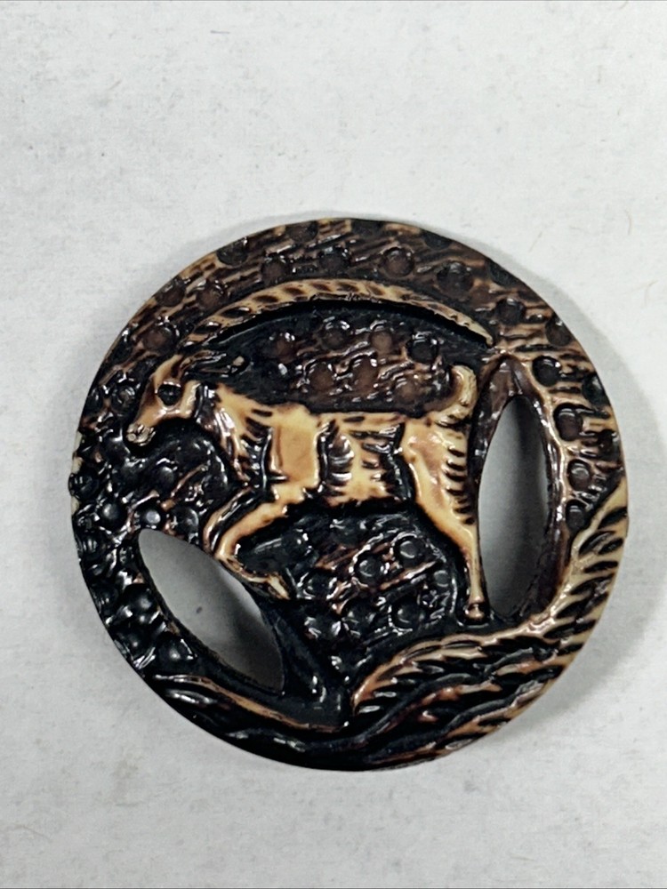 Vintage 1930s Celluloid Button Openwork Goat