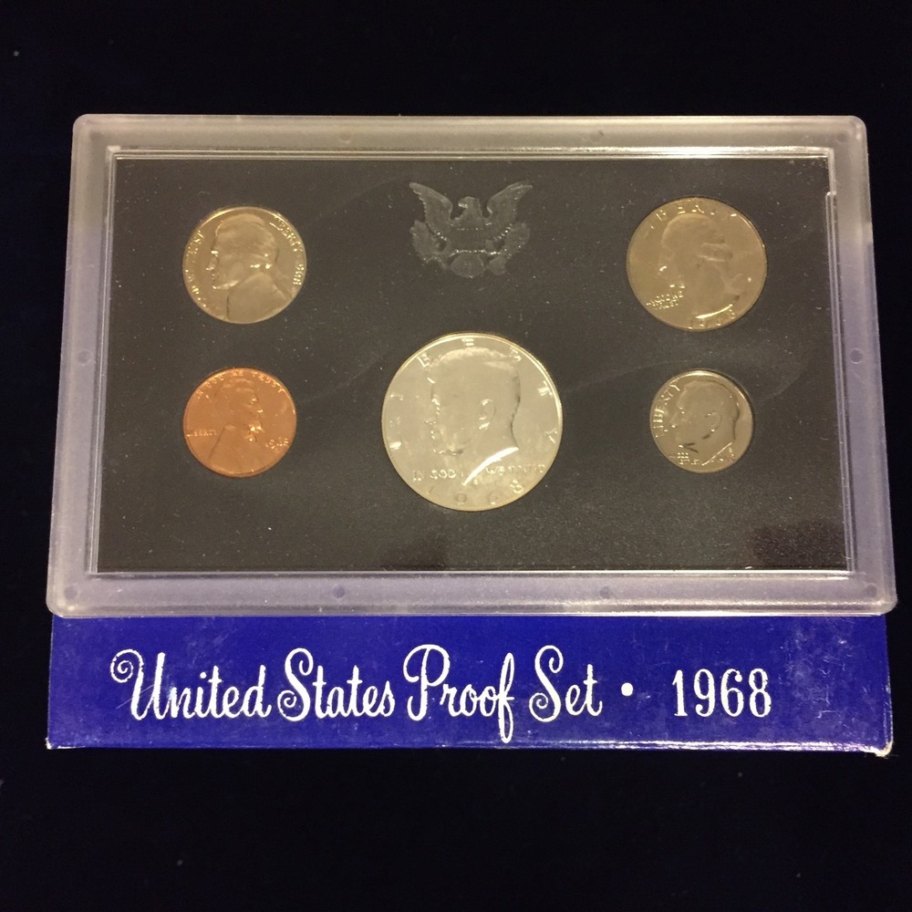 1968 US Mint Proof Set 5 Piece Silver-Clad Set OGP