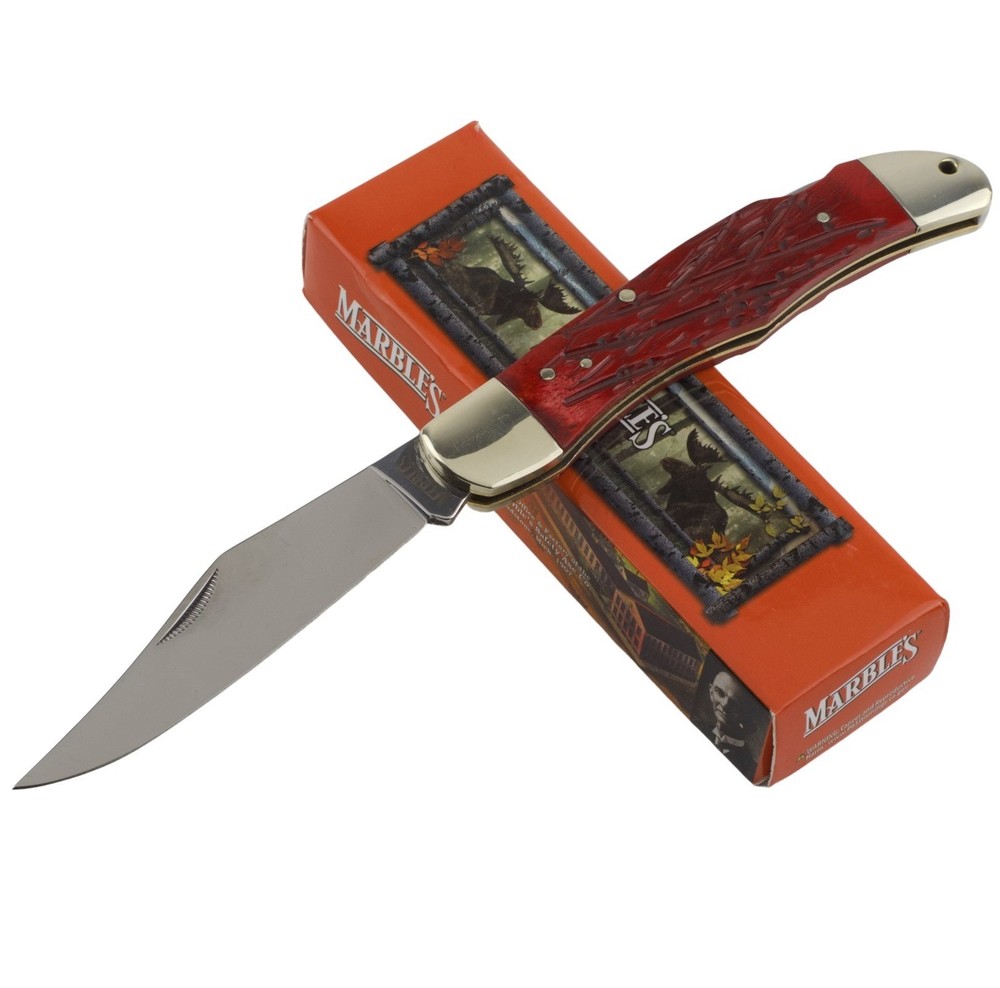 Marbles Red Bone Folding Hunter Lockback Knife MR582