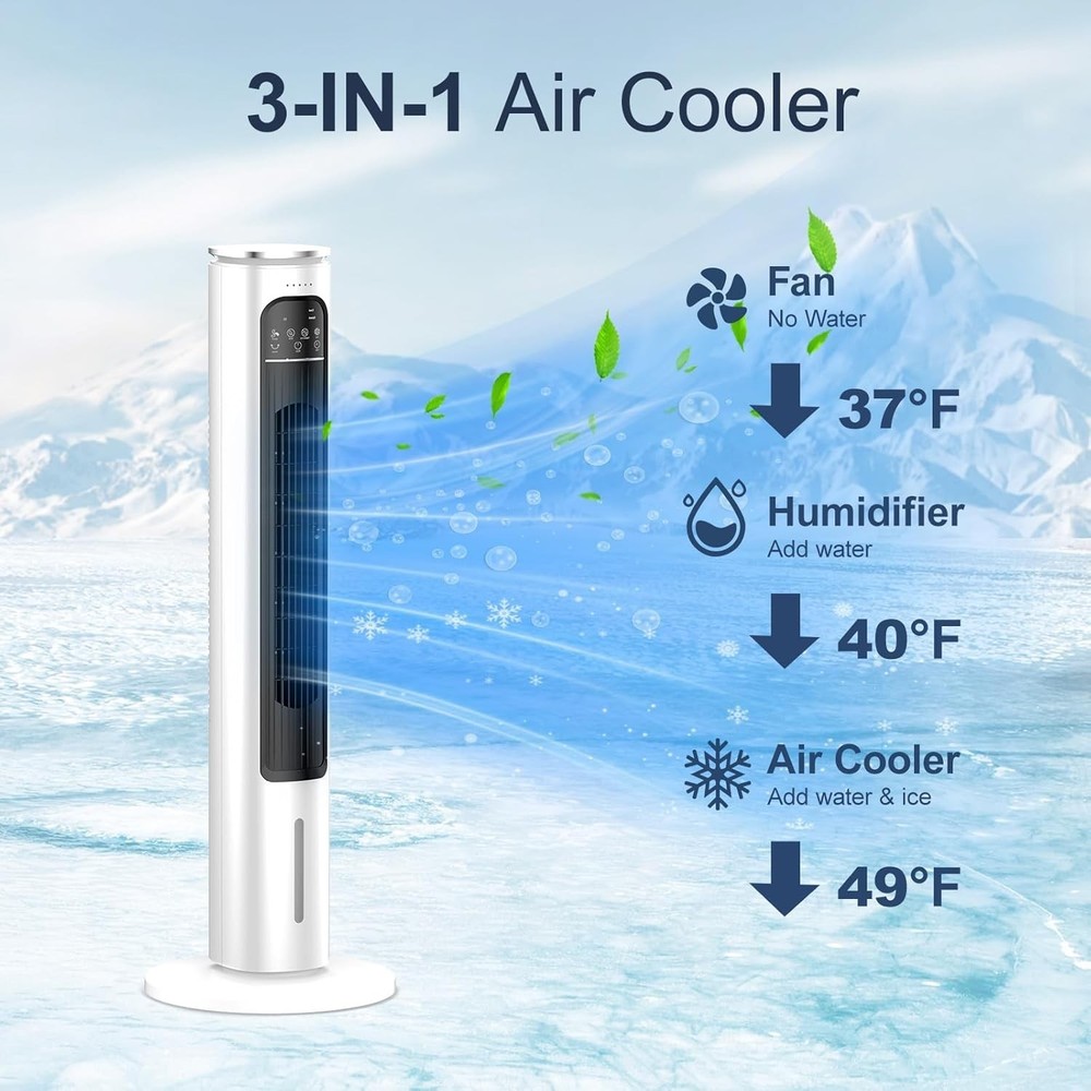 Windowless Portable Air Conditioner Ac Unit with Remote,37” Ventless Evaporative