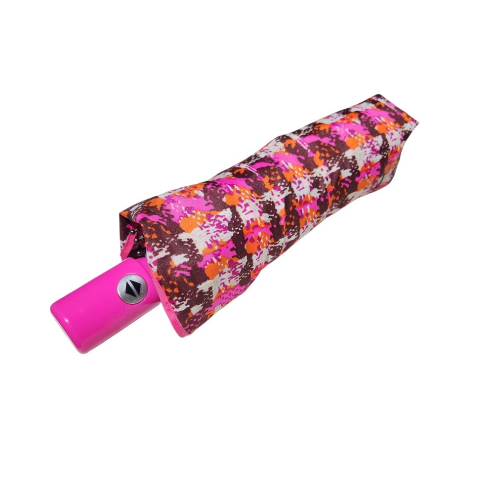 Vera Bradley Compact Umbrella Pink Houndstooth Pattern Automatic Release