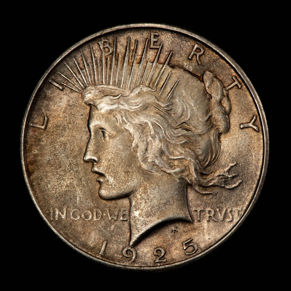 1925 $1 Silver Peace Dollar - Violet Rainbow Pattern - SKU-D7348