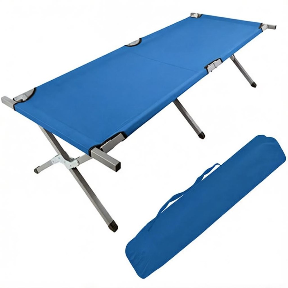 Portable Folding Camping Cot with Carrying Bag Army (Blue)