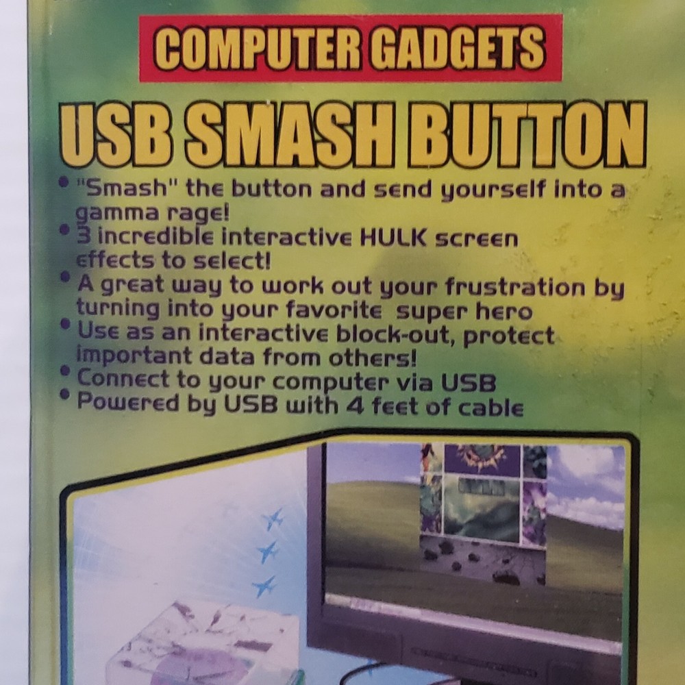 Marvel "Hulk Smash Button" Computer Screen Effect Interactive Toy USB New