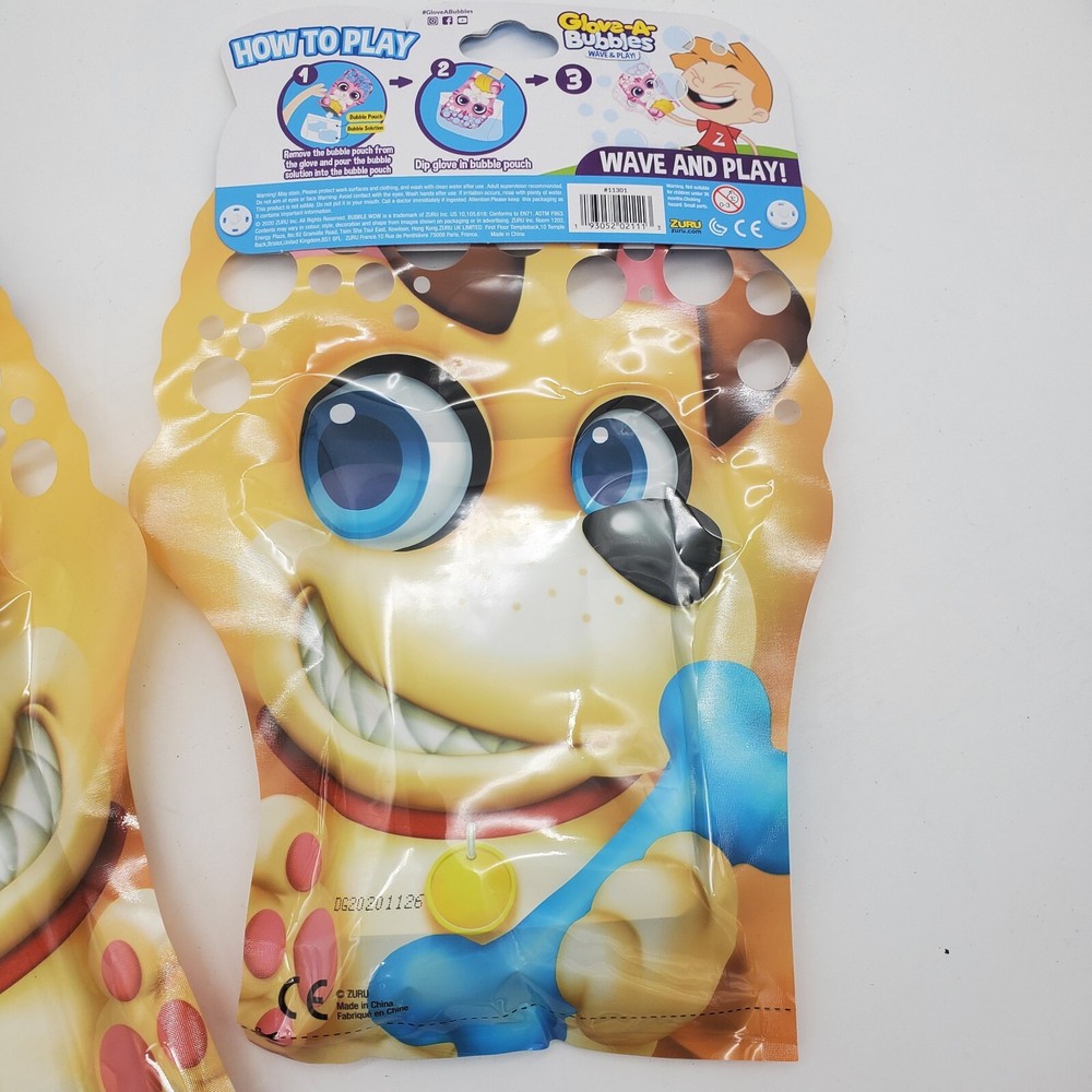 2 Glove-A-Bubbles NEW ~ Wave & Play, Bubble Solution Included & Bubble Pouch