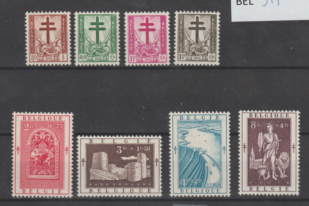 Belgium 1952 Scott B523-B530 MH