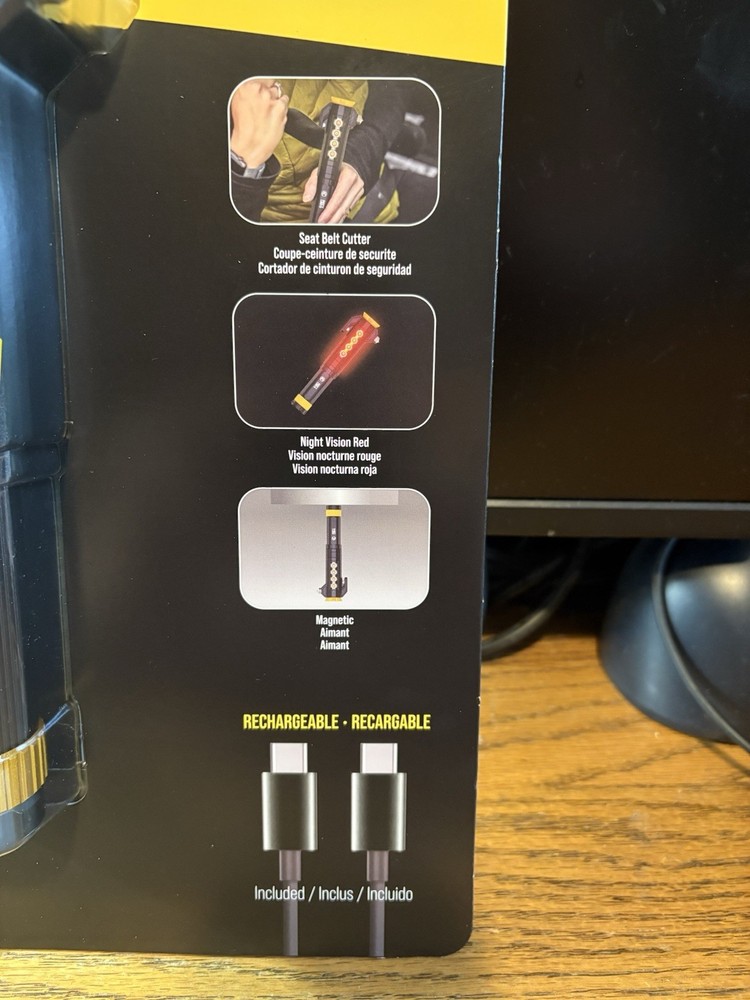 KC Auto Light Flashlight W/ Emergency Tool+Work Light+Tools+Charge Cord NIP