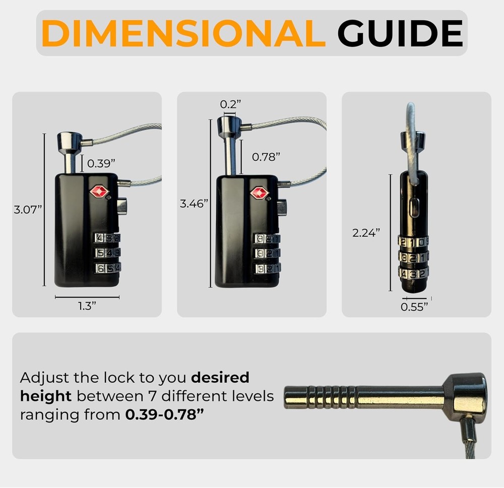 Professional Gun Case Lock — TSA Approved with 1 Pack, Black
