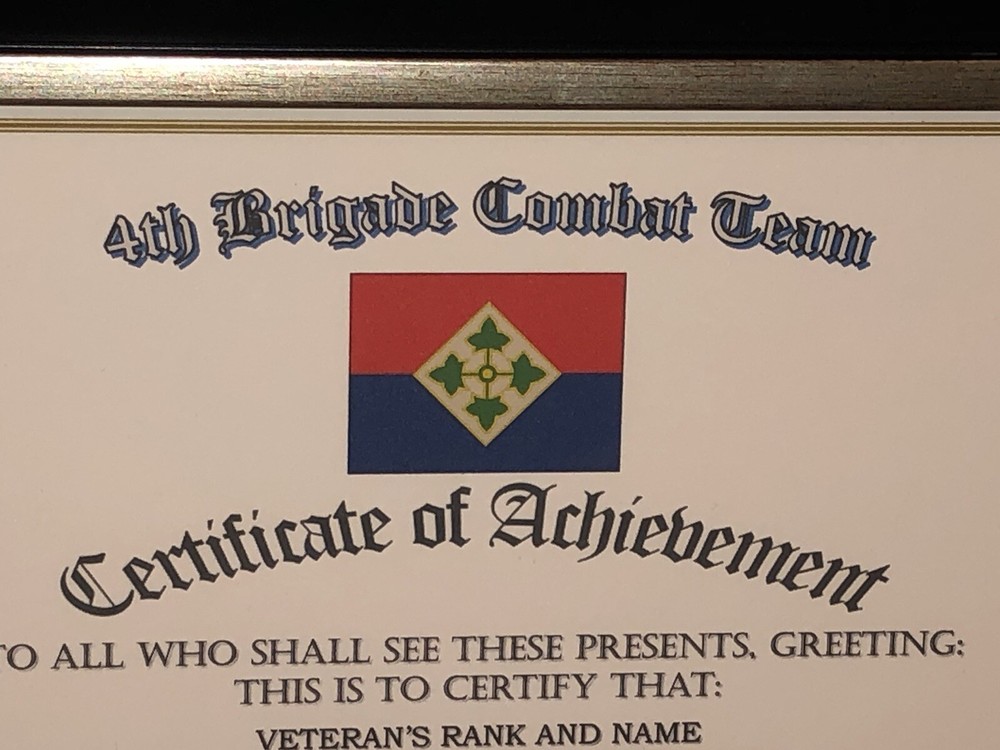 4TH B.C.T. / 4TH INFANTRY DIVISION (COMMEMORATIVE CERTIFICATE)
