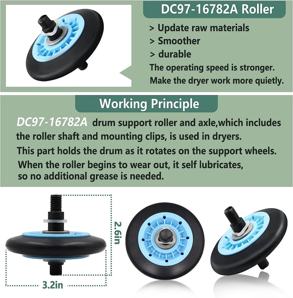 For Samsung DVE45T3200W/A3 Dryer Drum Belt Pulley & Rollers