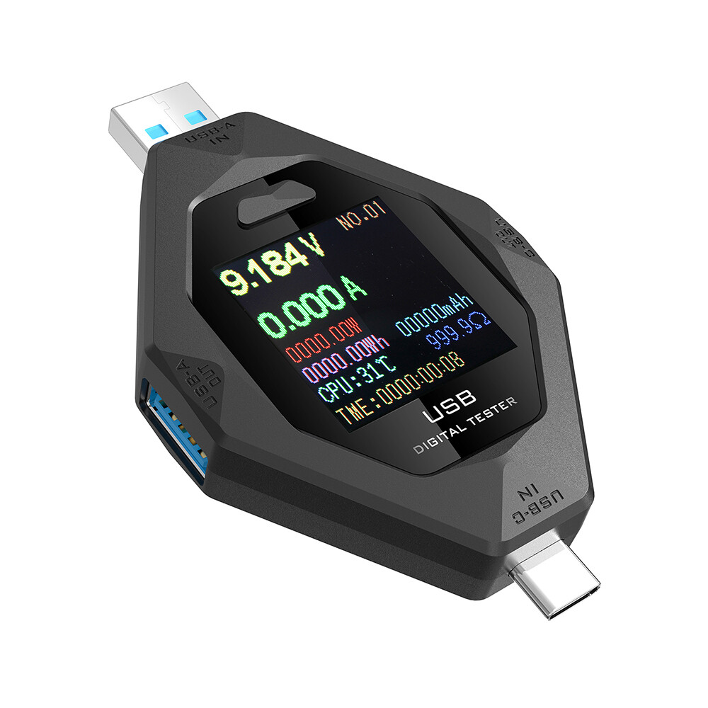 USB Type-C Digital Voltmeter Current Power Meter Multimeter DC 3.6-32V 0.1-8A