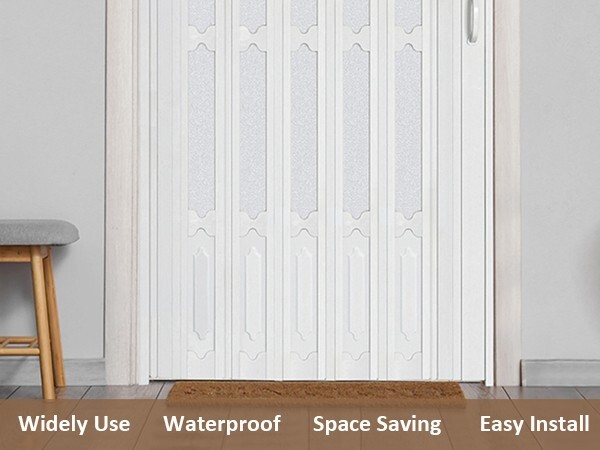 Frosted Acrylic Glass Fold Door with Installation Hardware,Handle and Lock