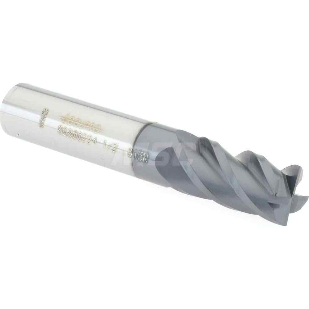 Accupro 1/2" Diam 4 Flute Single End Solid Carbide 0.015" Corner Radius End M...