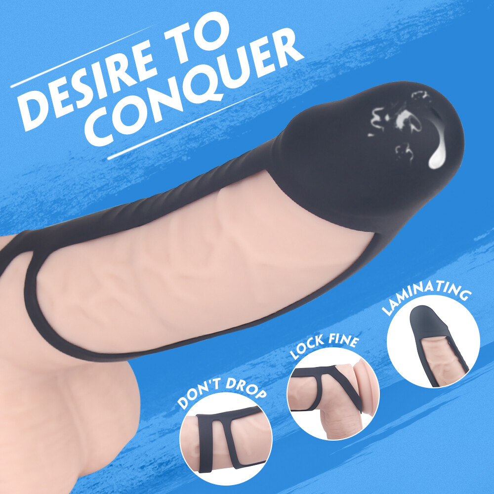 Penis Extender Enlarger Sleeve Ring Reusable Condom Delay Ejaculation for Men
