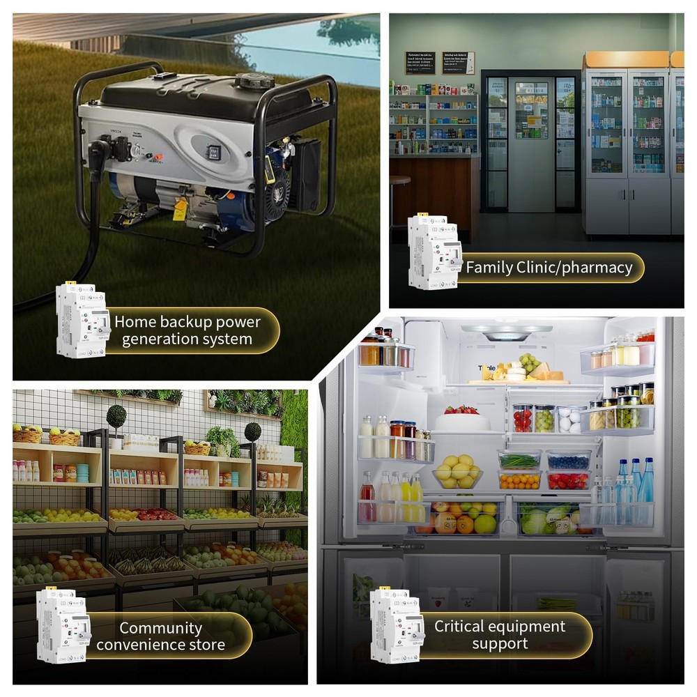 Mini ATS AC Automatic/Manual Transfer Switch 2P 63A 110V, Manual...