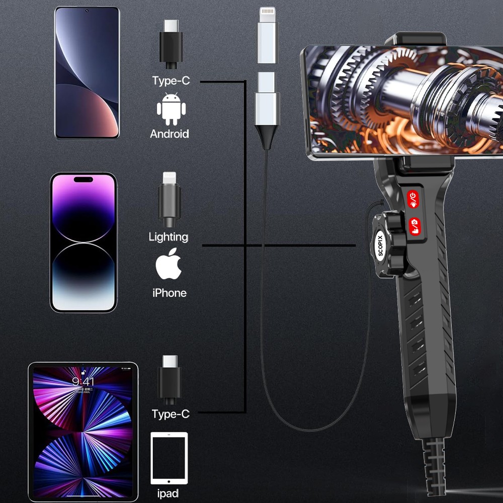 2-Way Rotated Borescope Endoscope Inspection Scope Camera For Android Cell Phone